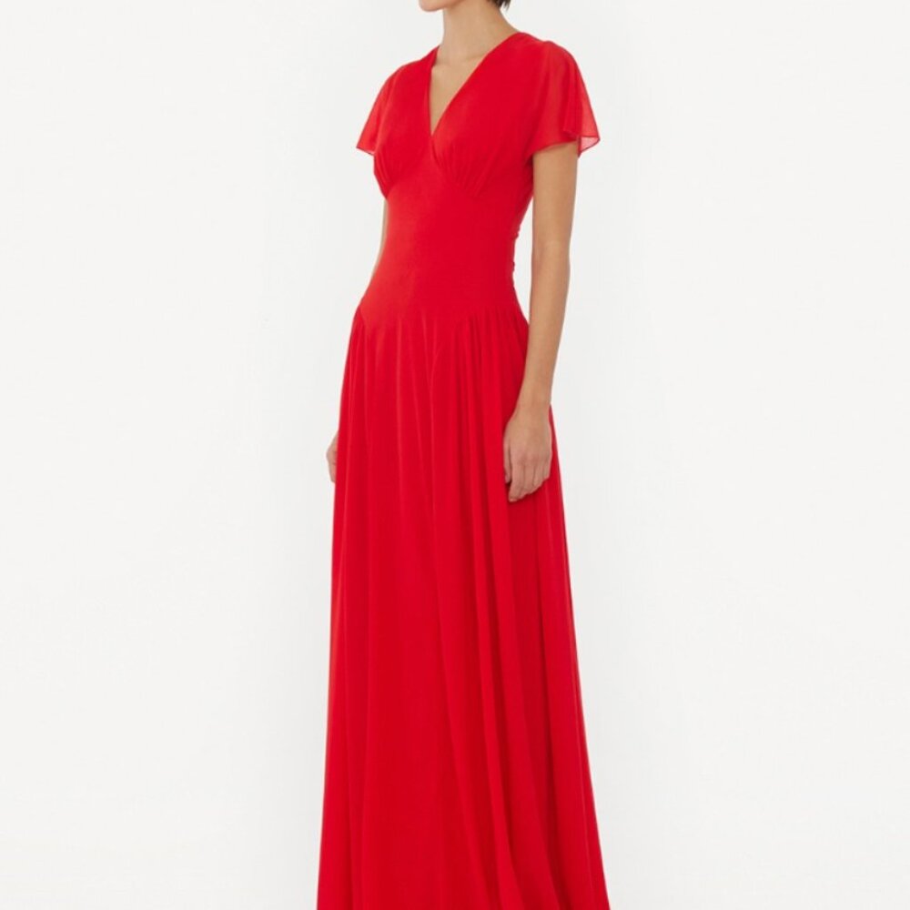 ROTATE BIRGER CHRISTENSEN V-neck maxi dress | Racing Red
